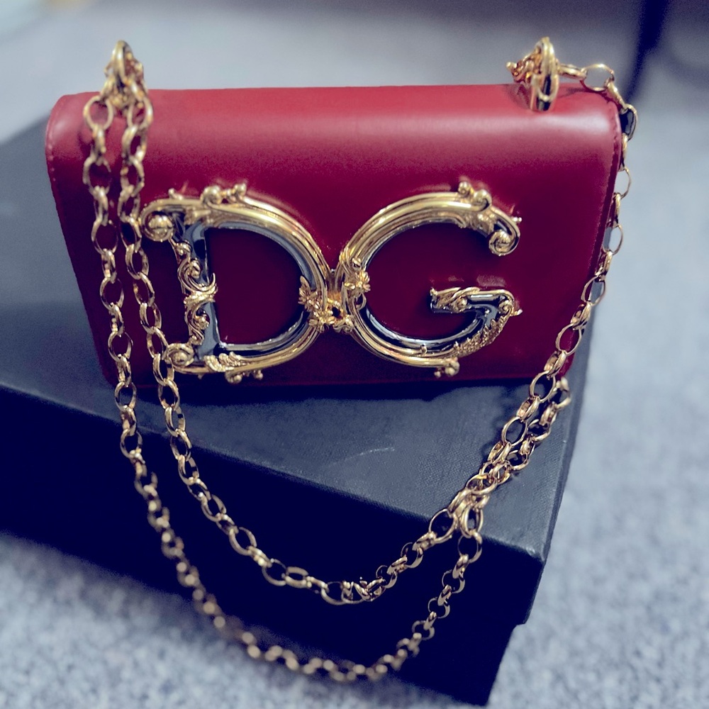 Dolce & Gabbana Red Crossbody Bag with Gold Chain